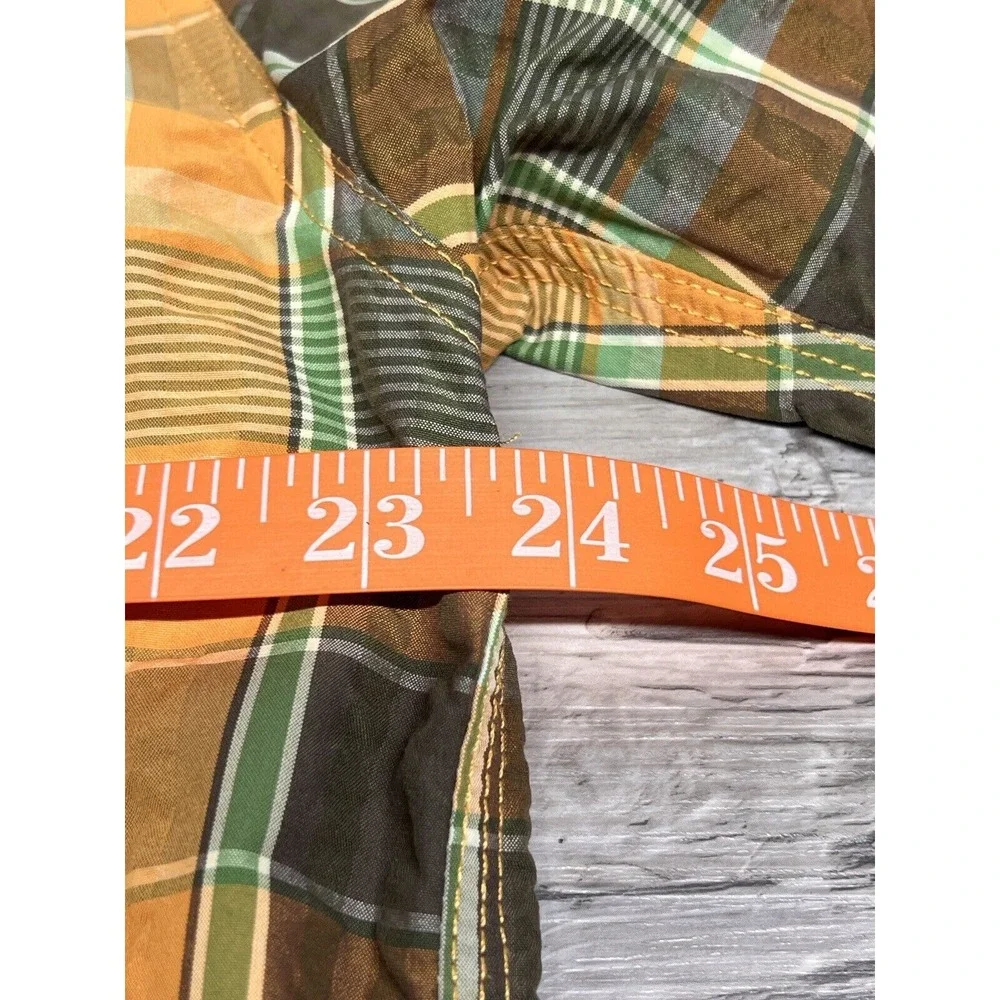 The‎ North Face Plaid Button Up Shirt Mens M Hiking Nylon Blend Outdoors Orange